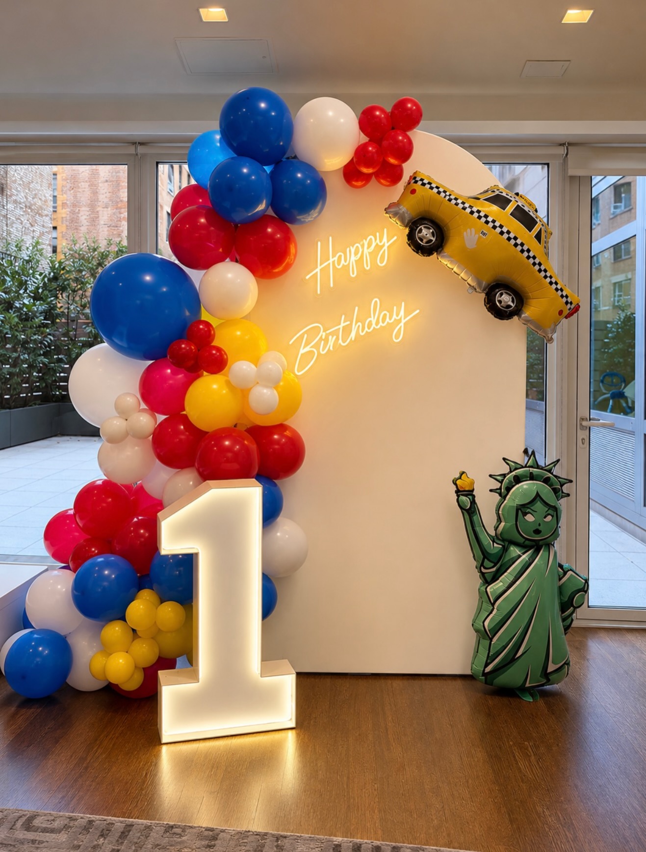 Bright NYC birthday balloons
