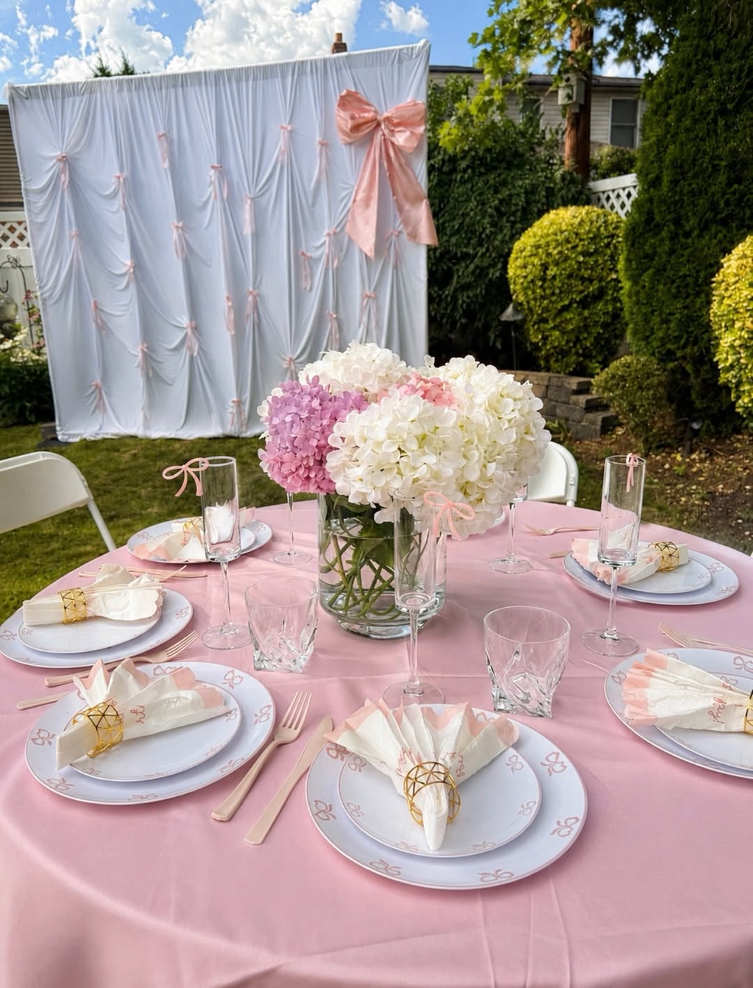 Soft pink florals · guest table décor
