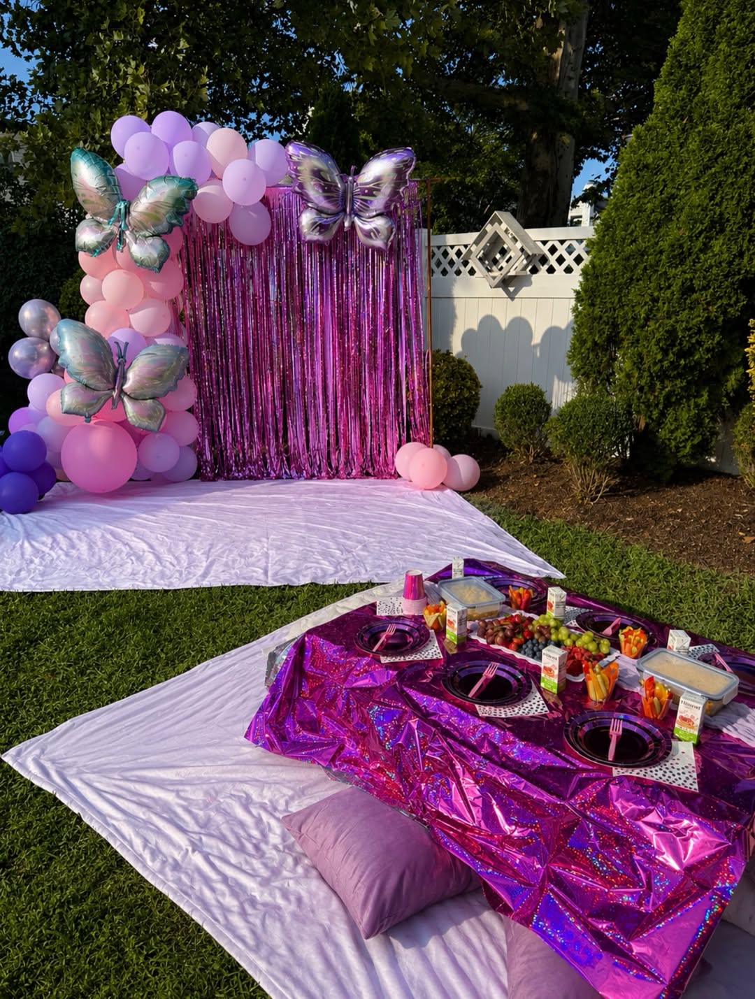 Picnic tables · purple butterfly celebration