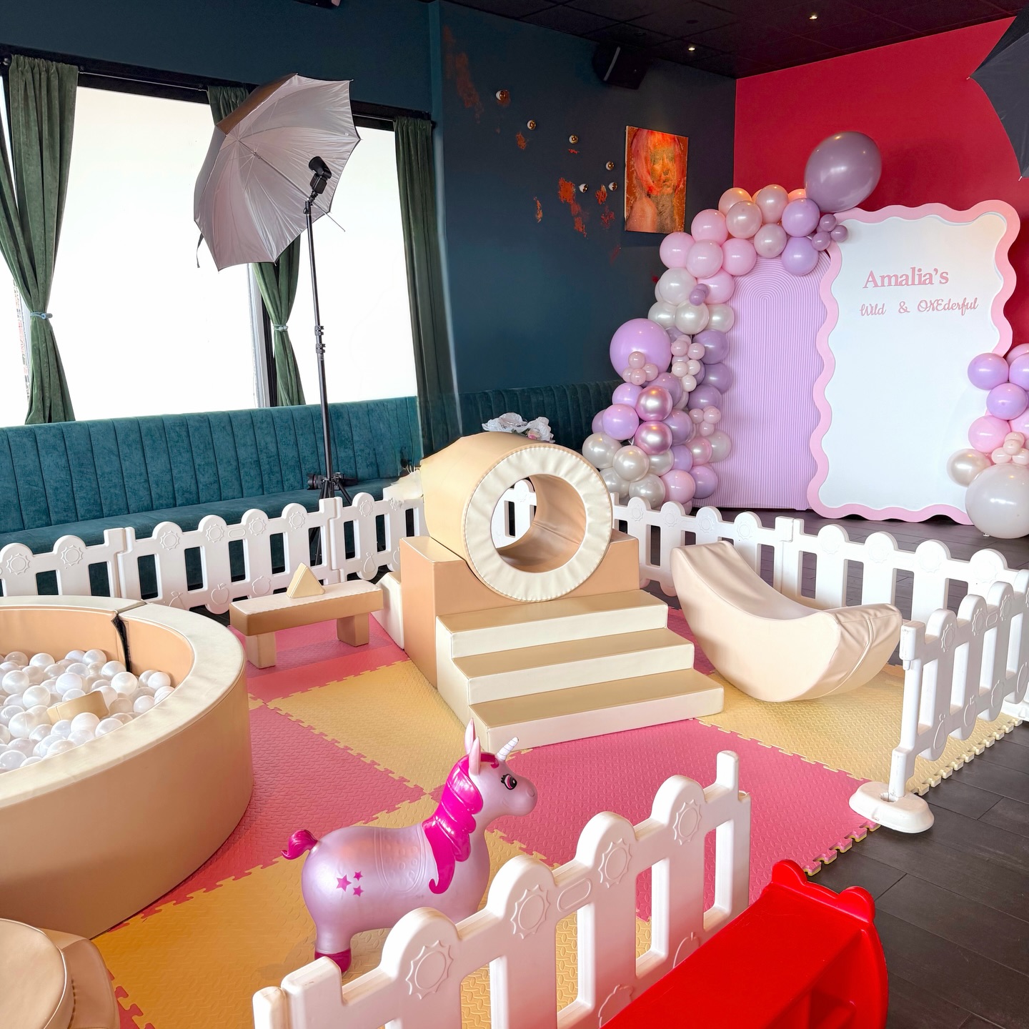 Amalia’s celebration · pink backdrop & Soft Play